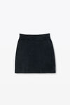 Alexander Wang washed black 黑色棉质混纺雪尼尔迷你半身裙