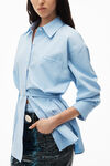 alexander wang tie-waist button down shirt in cotton oxford