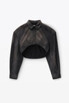 Curved Cropped Shirt in Cotton Twill