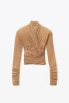 alexander wang ruched draped top in hosiery jersey campfire