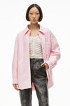 alexander wang padded shirt jacket in striped cotton light pink
