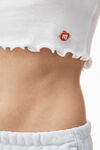 alexander wang lettuce hem baby tee in micro rib jersey white
