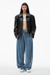 alexander wang 苹果徽标丝绒运动裤 washed bluestone
