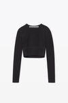 LONG-SLEEVE CREWNECK TOP IN STRETCH KNIT
