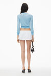 Alexander Wang blue cropped cardigan in clear bead hotfix