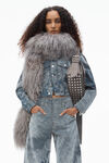 Alexander Wang washed smoke white low-rise flocked jeans with lasered cloud print