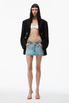 alexander wang 名牌链v 型前襟牛仔半身裙 vintage faded indigo