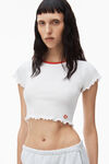 alexander wang lettuce hem baby tee in micro rib jersey white