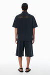 Alexander Wang black black laser-cut logo button up shirt