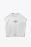 Alexander Wang light heather grey unisex distressed logo oversized cotton muscle tee