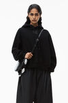 alexander wang puff logo hoodie in structured terry   black