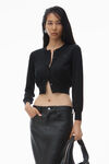 alexander wang 超细美利奴羊毛徽标短款开衫 black