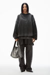 Alexander Wang washed black oversize triple-layer unisex hoodie in cotton