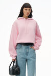 alexander wang puff logo hoodie in terry soft candy pink