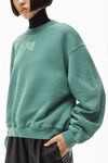 alexander wang puff logo sweatshirt in structured terry college green