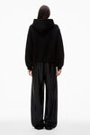 alexander wang puff logo hoodie in structured terry   black