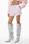alexander wang frayed boxer in stripe oxford light pink/white