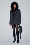 Alexander Wang charcoal クリアビーズ ホットフィックス ウールツイル オーバーサイズ ボクシーブレザー