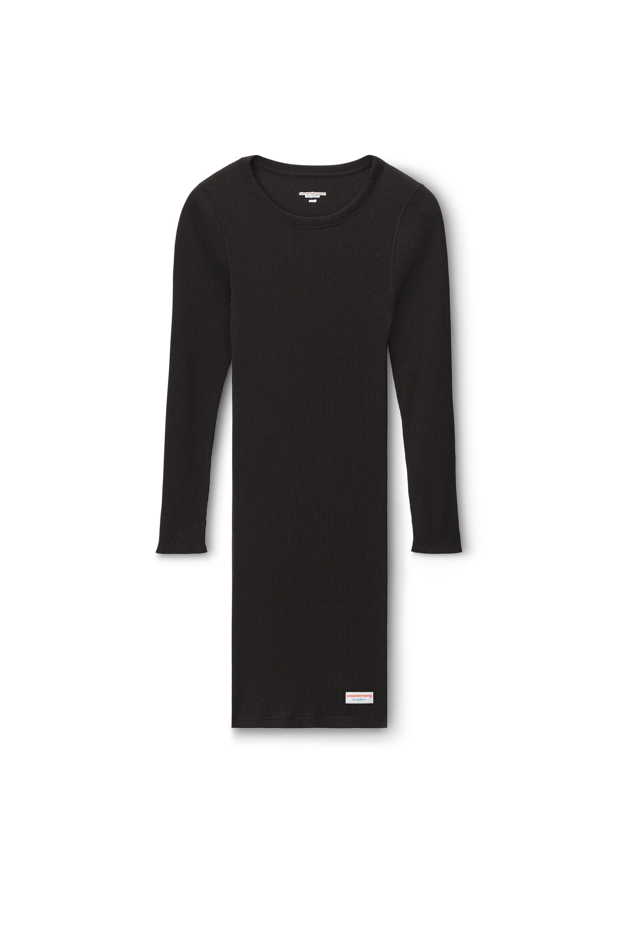【送料&関税込】Alexander Wang Long Sleeves Dress long sleeve loungewear dress in ribbed cotton jersey in
