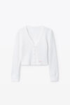 Alexander Wang white 华夫纹针织水晶烫钻长袖开衫