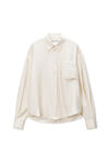 Alexander Wang ivory 象牙白真丝开衩袖衬衫