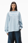 alexander wang 密织平纹针织布发泡品牌标志长袖 t 恤 light blue heather
