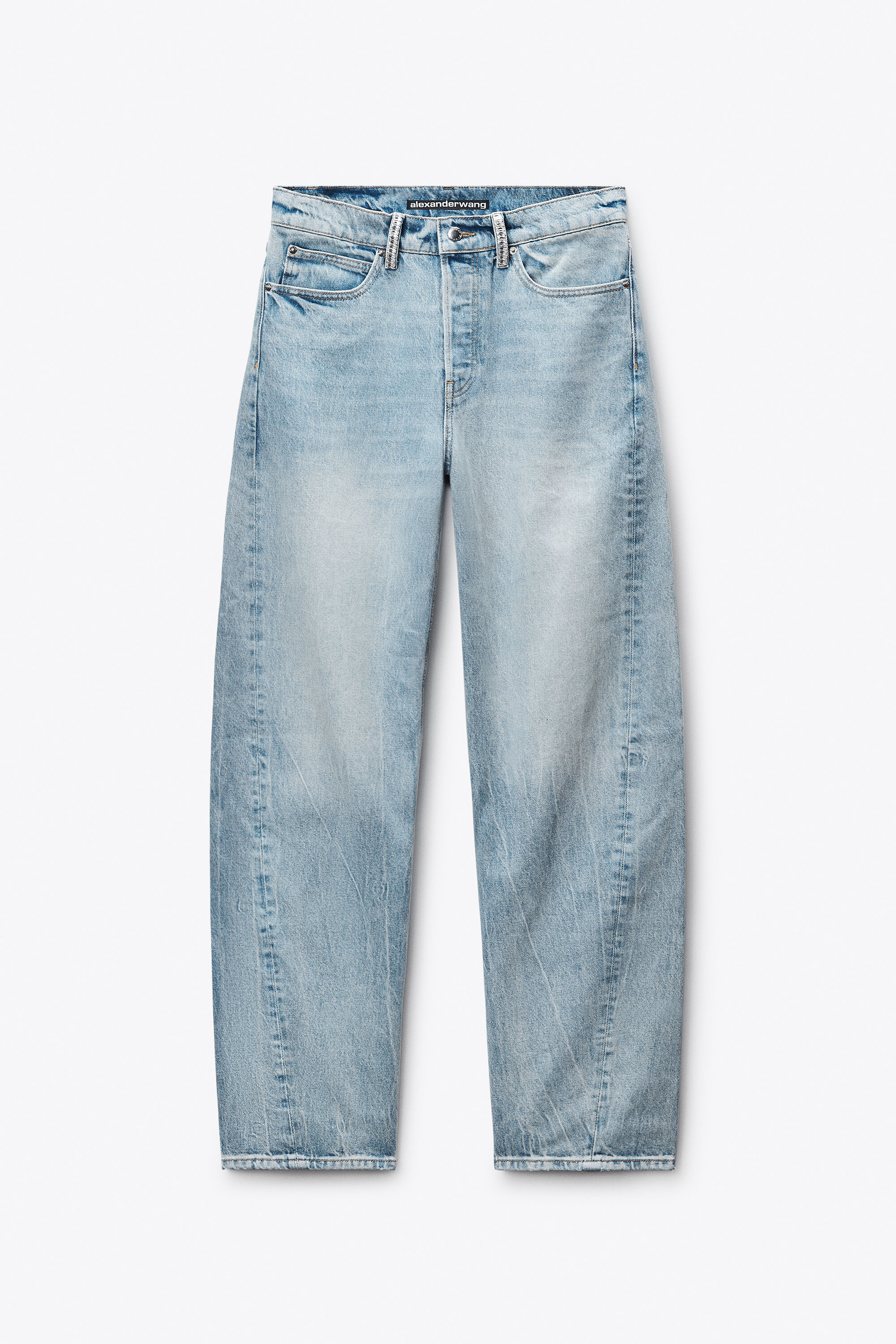 Logo-Embossed Balloon Jeans in VINTAGE LIGHT INDIGO | alexanderwang®