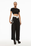 alexander wang cropped tee in compact jacquard black