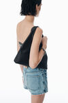 Alexander Wang vintage bleach blue regen indigo denim skort with chain belt