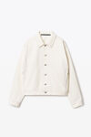 alexander wang invisible zip trucker jacket in denim vintage white
