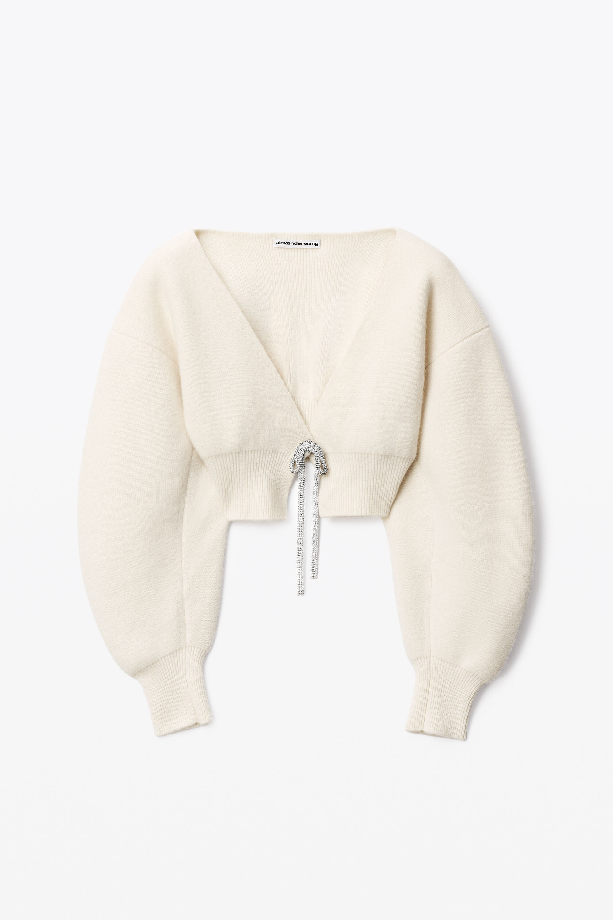 V-NECK CROPPED CARDIGAN IN BOILED WOOL