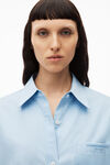 alexander wang tie-waist button down shirt in cotton oxford