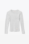 alexander wang long-sleeve tee in ribbed cotton heather grey