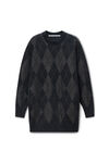 Alexander Wang graphite crystal hotfix argyle wool-blend dress