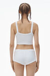 Alexander Wang white crystal hotfix cropped camisole in waffle knit