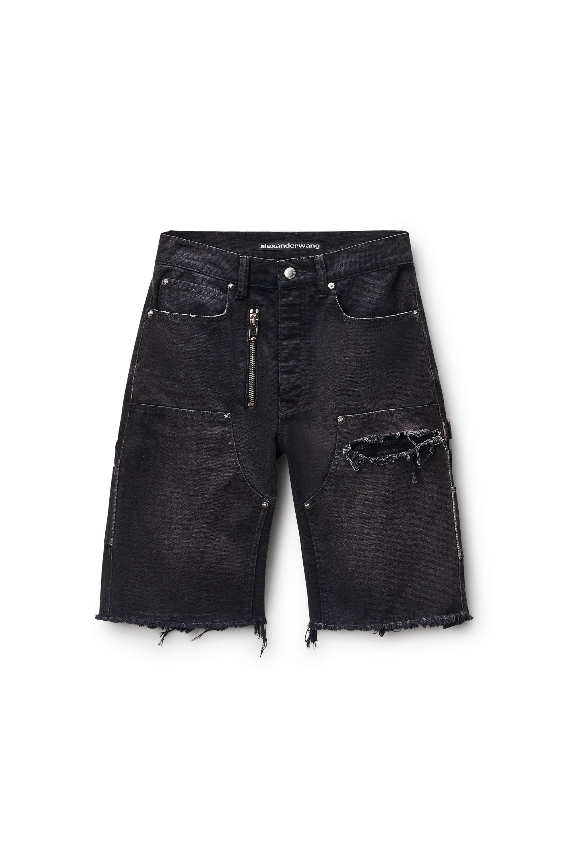 Zip Mid-Rise Carpenter Short in VINTAGE BLACK | alexanderwang®