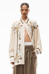 alexander wang baroque button down in silk twill ivory multi