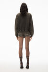 alexander wang puff logo sweatshirt in glitter terry army green