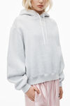 alexander wang puff logo hoodie in structured terry   light heather grey