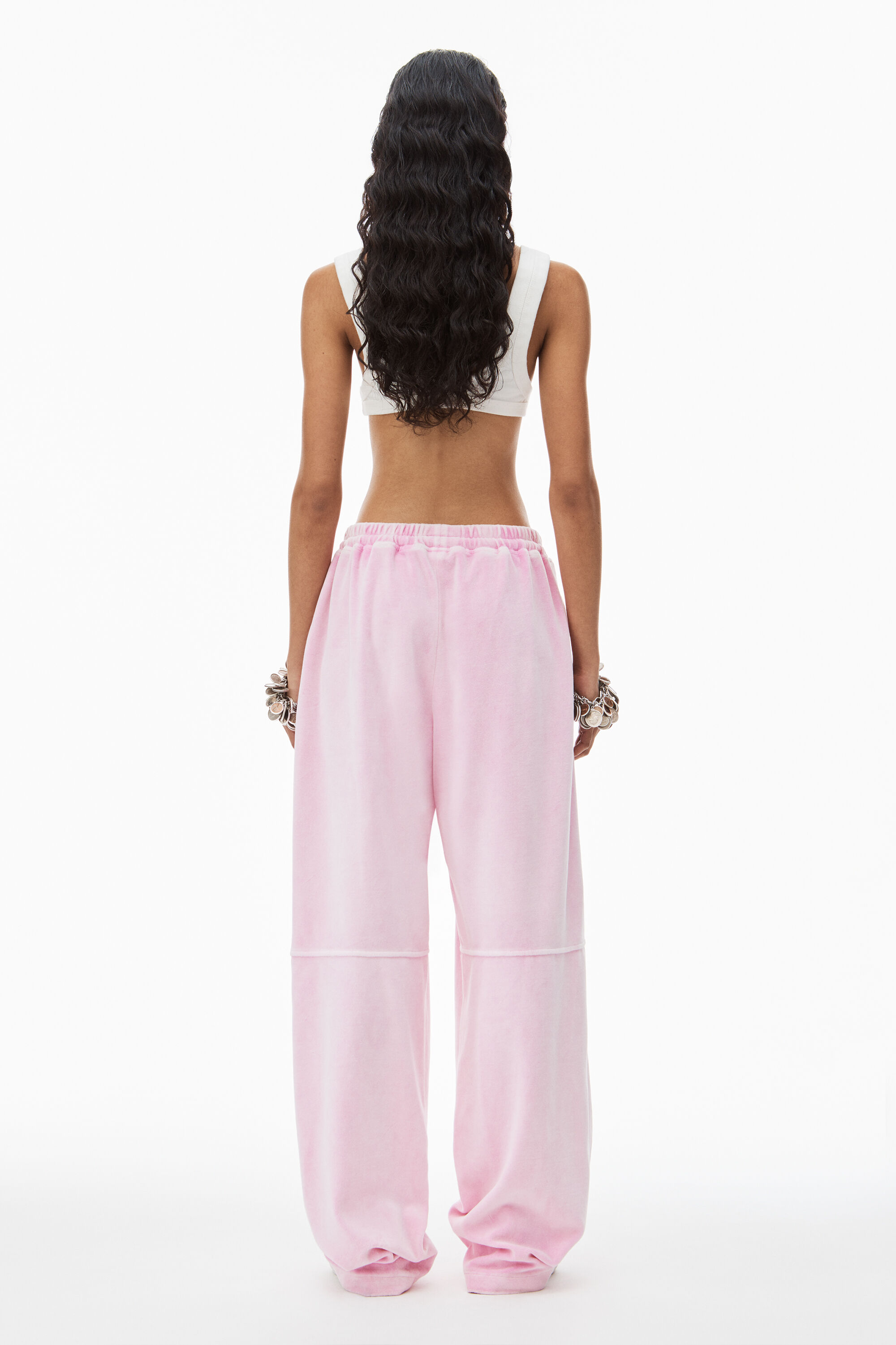 alexanderwang apple logo track pant in velour WASHED CANDY 