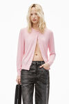 Alexander Wang pink chalk logo-embossed cardigan in superfine merino wool