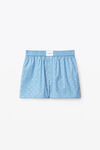 alexander wang 棉质尼龙烫钻平角短裤 light blue/white