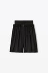alexander wang layered boxer shorts in silk charmeuse black