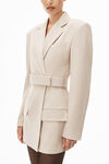 alexander wang belted blazer dress in wool tailoring feather
