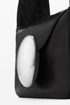 alexander wang 裂纹漆皮圆顶小号流浪包 black