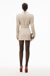 alexander wang belted blazer dress in wool tailoring feather