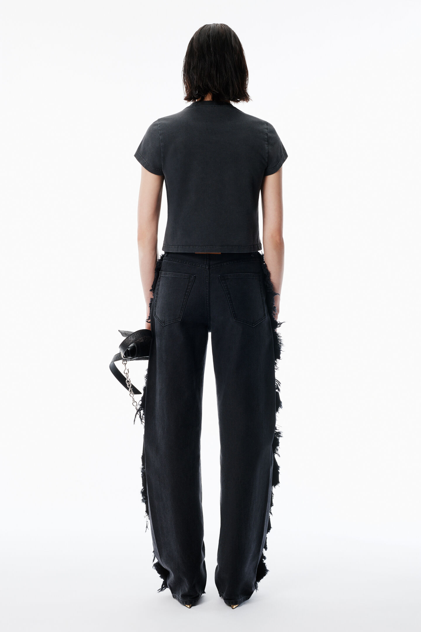 Alexander Wang Black Crystal Hotfix Star Jersey Tee