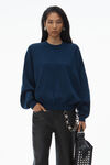 Alexander Wang navy rippstrick-pullover mit logo-prägung