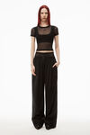 alexander wang short sleeve top in gauzy mesh black