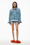 alexander wang logo trucker jacket in denim vintage light indigo